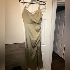 Birdy Grey moss green Satin Maxi Slip Dress